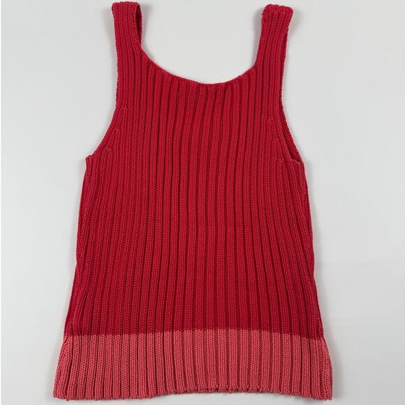 Y2K Coral/Salmon Ribbed Knit Sweater Coastal Tank Top - Picture 5 of 5